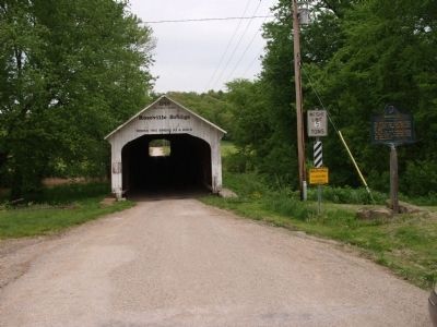 Covered Bridge -and- Roseville Marker. Click for full size. Covered Bridge -and- Roseville Marker image. Click for full size.