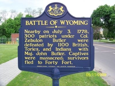 Battle of Wyoming Memorial Marker image. Click for full size.