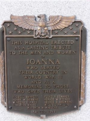 Joanna Veterans' Memorial Marker. Click for full size. Joanna Veterans' Memorial Marker image. Click for full size.