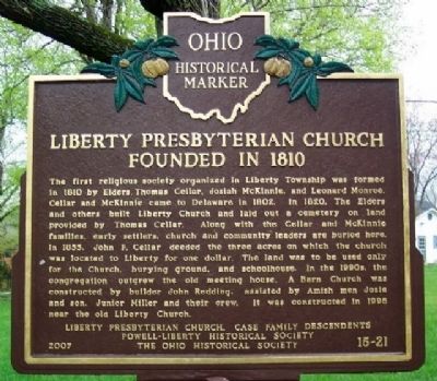 Liberty Presbyterian Church Founded in 1810 Marker image. Click for full size.