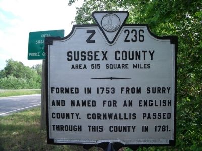 Sussex County Marker. Click for full size. Sussex County Marker image. Click for full size.