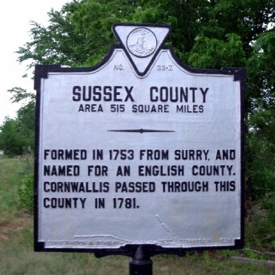 Sussex County Marker (obverse) image. Click for full size.