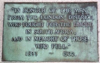 London South African War Memorial Dedication Marker. Click for full size. London South African War Memorial Dedication Marker image. Click for full size.