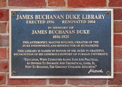 James Buchanan Duke Library Marker image. Click for full size.