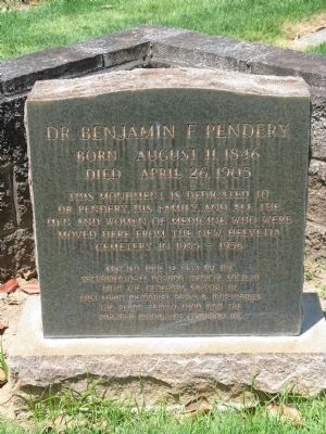 Dr. Benjamin F. Pendery Marker. Click for full size. Dr. Benjamin F. Pendery Marker image. Click for full size.