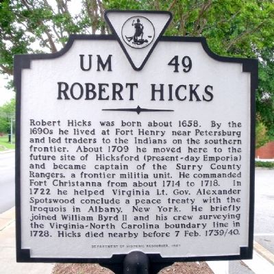 Robert Hicks Marker. Click for full size. Robert Hicks Marker image. Click for full size.