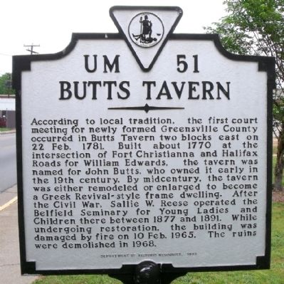 Butts Tavern Marker image. Click for full size.