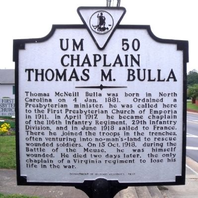 Chaplain Thomas M. Bulla Marker image. Click for full size.