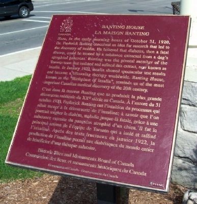 Banting House Marker. Click for full size. Banting House Marker image. Click for full size.