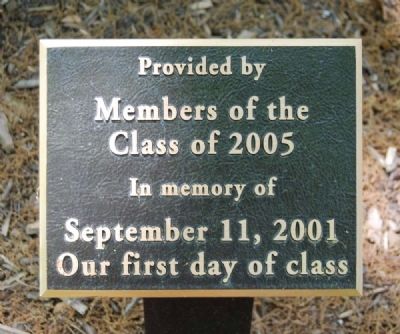 Furman Class of '05 09/11 Memorial Marker. Click for full size. Furman Class of '05 09/11 Memorial Marker image. Click for full size.