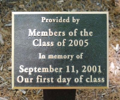 Furman Class of '05 09/11 Memorial Marker image. Click for full size.