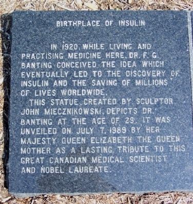 Birthplace of Insulin Marker. Click for full size. Birthplace of Insulin Marker image. Click for full size.
