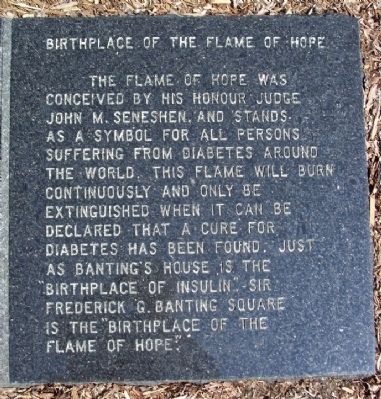 Birthplace of the Flame of Hope Marker. Click for full size. Birthplace of the Flame of Hope Marker image. Click for full size.