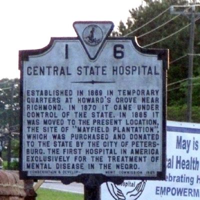 Central State Hospital Marker image. Click for full size.