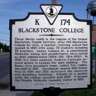 Blackstone College Marker image. Click for full size.