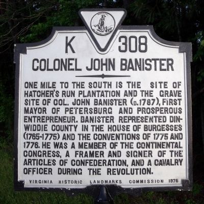 Colonel John Banister Marker image. Click for full size.