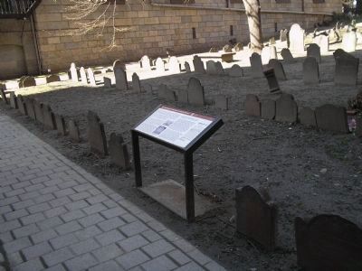 Marker in King’s Chapel Burying Ground. Click for full size. Marker in King’s Chapel Burying Ground image. Click for full size.