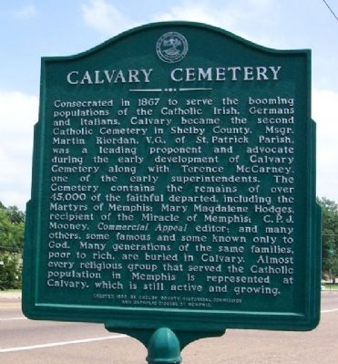 Calvary Cemetery Marker image. Click for full size.
