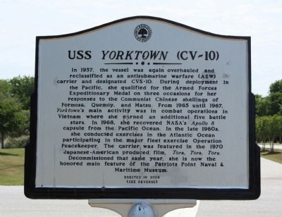 USS Yorktown (CV~10) Marker ( Reverse) image. Click for full size.