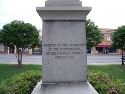 Confederate Soldiers of Greensville County Monument (back) image. Click for full size.