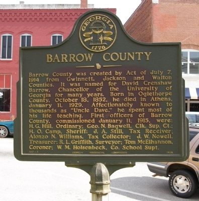 Barrow County Marker image. Click for full size.