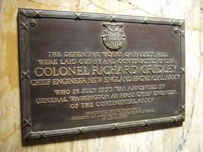 Colonel Richard Gridley Plaque image. Click for full size.