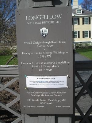 Vassall-Craigie-Longfellow House Marker image. Click for full size.