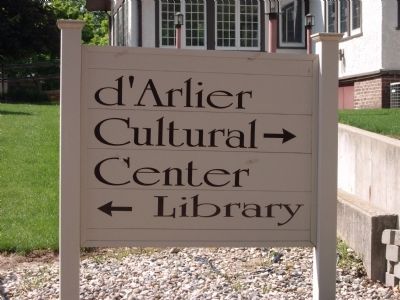 Sign - - Library - and - Booe - Inlow - d'Arlier Cultural Center. Click for full size. Sign - - Library - and - Booe - Inlow - d'Arlier Cultural Center image. Click for full size.