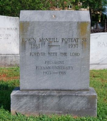 Edwin M. Poteat Tombstone -<br>Springwood Cemetery, Greenville, SC image. Click for full size.