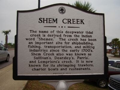 Shem Creek Marker. Click for full size. Shem Creek Marker image. Click for full size.