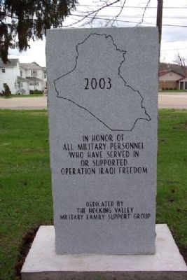Hocking County Iraqi Freedom Memorial. Click for full size. Hocking County Iraqi Freedom Memorial image. Click for full size.