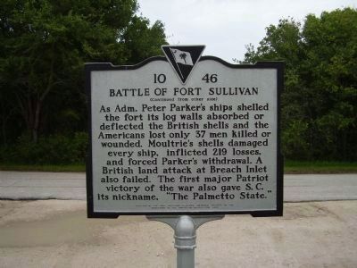 Battle of Fort Sullivan Marker - Side B image. Click for full size.