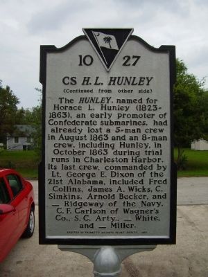 CS <i>H.L. Hunley</i> Marker - Side B image. Click for full size.