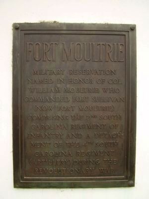 Fort Moultrie Marker. Click for full size. Fort Moultrie Marker image. Click for full size.