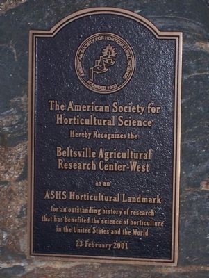 Beltsville Agricultural Research Center - West Marker. Click for full size. Beltsville Agricultural Research Center - West Marker image. Click for full size.