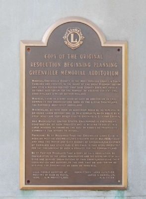 Greenville Memorial Auditorium Resolution image. Click for full size.
