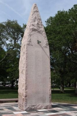 USS Hobson Tribute Marker, Reverse side , with Sundial image. Click for full size.
