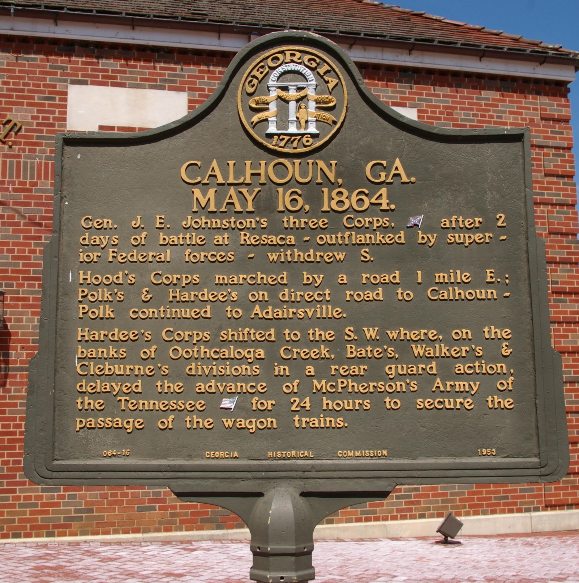 Calhoun, Ga, May 18, 1864. Marker