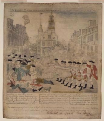 Engraving of the Boston Massacre by Paul Revere image. Click for full size.
