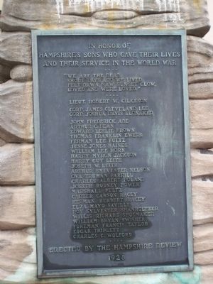 Hampshire County World War I Memorial Marker image. Click for full size.