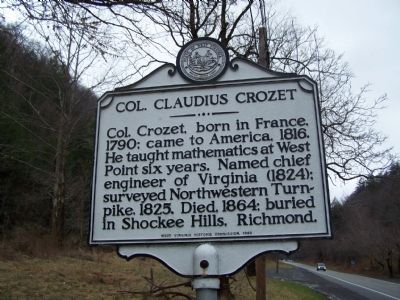 Col. Claudius Crozet Marker image. Click for full size.