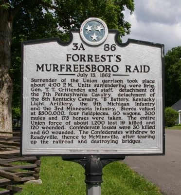 Forrest’s Murfreesboro Raid Marker image. Click for full size.