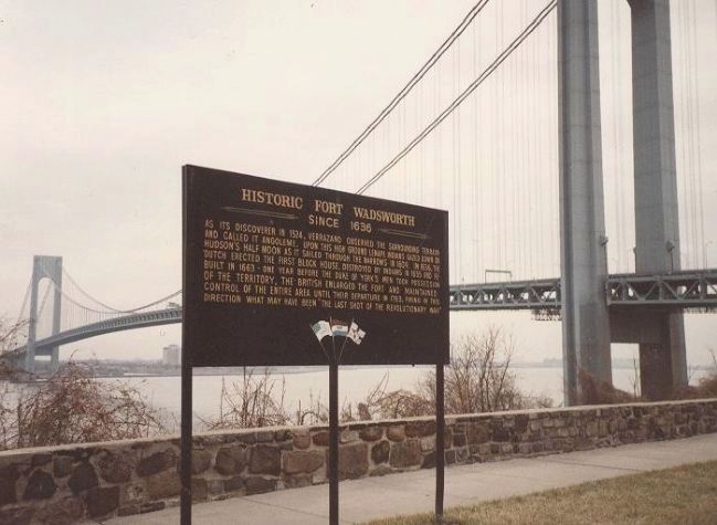 Historic Fort Wadsworth Marker at the Verrazono Narrows. Click for full size. Historic Fort Wadsworth Marker at the Verrazono Narrows image. Click for full size.