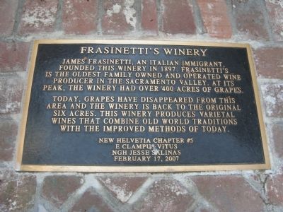 Frasinetti�s Winery Marker image. Click for full size.