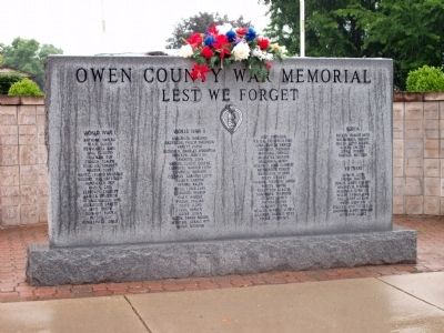 Owen County War Memorial Marker image. Click for full size.