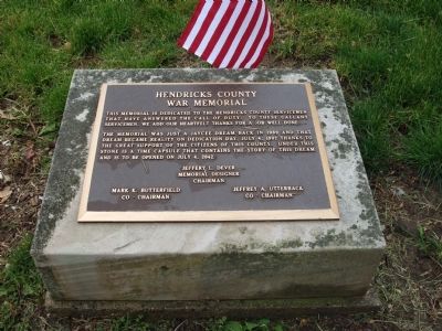 Bronze Marker - - Hendricks County (Danville, Indiana) War Memorial image. Click for full size.