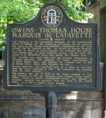 Owens-Thomas House Marker image. Click for full size.