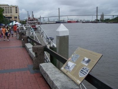 Savannah's Cobblestones Marker, seen waterside along the Riverwalk image. Click for full size.