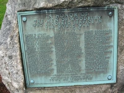 Woodbury World War I Memorial Marker. Click for full size. Woodbury World War I Memorial Marker image. Click for full size.