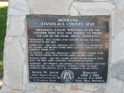 Modesto – Stanislaus County Seat Marker image. Click for full size.